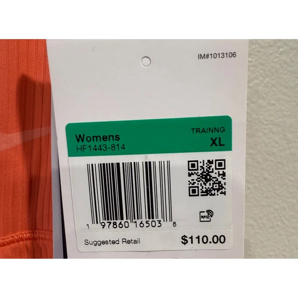 Nike Zenvy Dri-FIT Ribbed High Waisted Leggings Womens‎ XL Orange HF1443-814